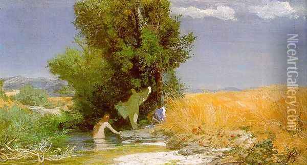 Nymphs Bathing 1863-66 Oil Painting - Arnold Bocklin