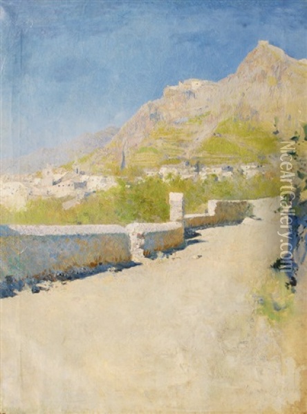 Malcesine On Lake Garda Oil Painting - Erich Kips