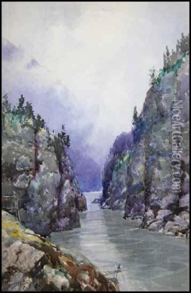 Salmon Spearing On The Fraser River Oil Painting - Frederic Marlett Bell-Smith