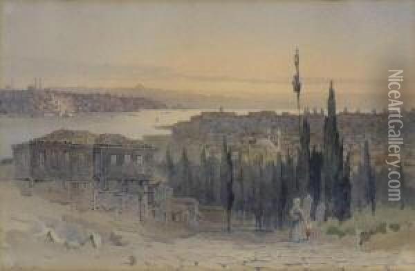 Blick Auf Istanbul. Oil Painting - Angelos Giallina