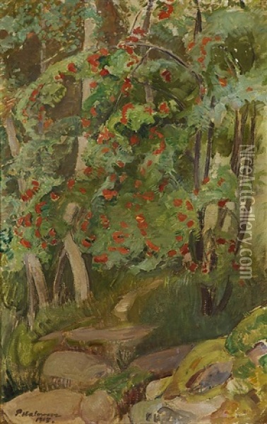 Rowanberries Oil Painting - Pekka Halonen