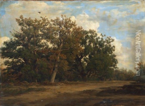 Chemin En Sous-bois Dans La Foret De Fontainebleau Oil Painting - Francois Antoine Leon Fleury