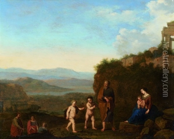 Le Repos Pendant La Fuite En Egypte Oil Painting - Cornelis Van Poelenburgh