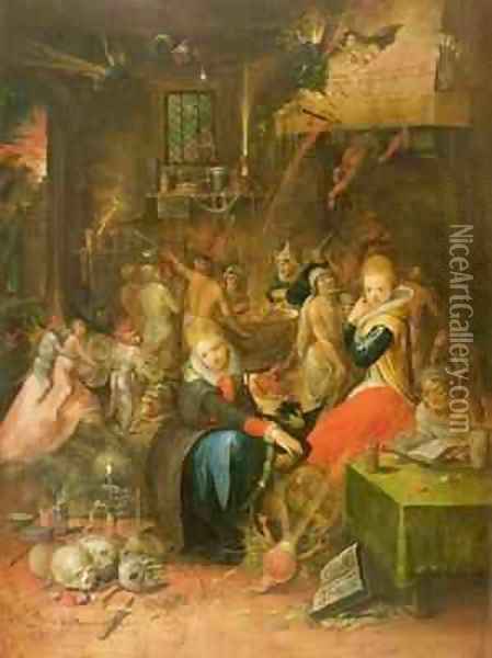An Incantation Scene Oil Painting - Frans the younger Francken