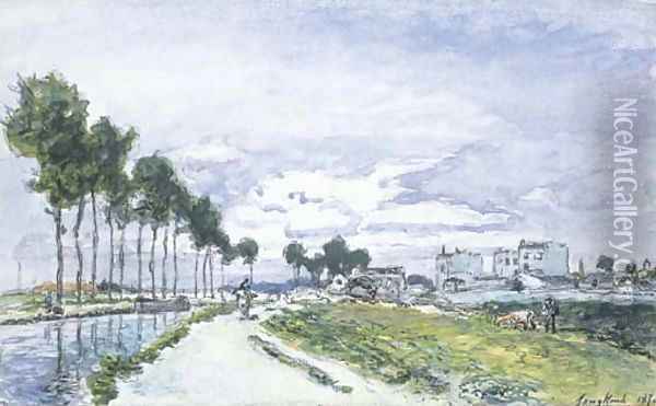 Canal de l'Ourcq Oil Painting - Johan Barthold Jongkind