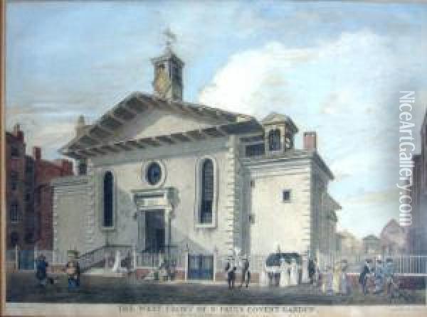The West Front Of St Pauls Covent Garden Oil Painting - Eduard Rooker