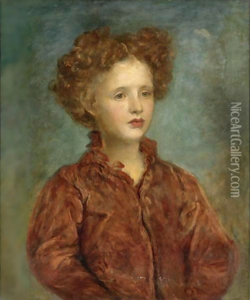 Portrait Of A Young Titled Girl Oil Painting - George Frederick Watts
