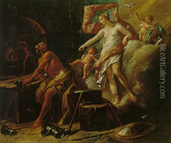 Venus At The Forge Of Vulcan Oil Painting - Gaspare Diziani