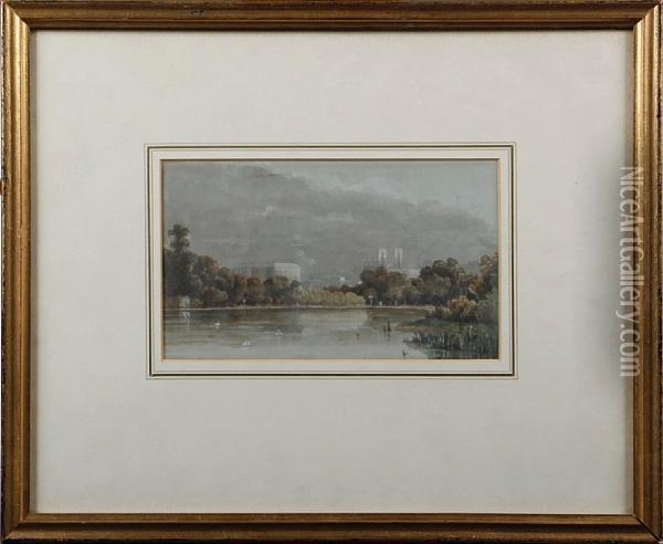 From Ye Bridge In Kensington Gardens Oil Painting - Alfred Capel-Cure