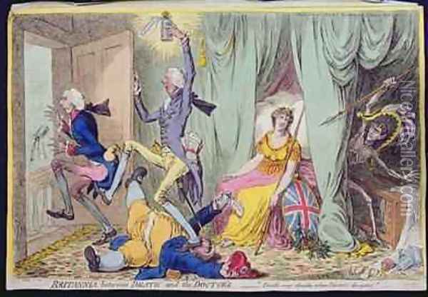 Britannia between Death and the Doctors Oil Painting - James Gillray