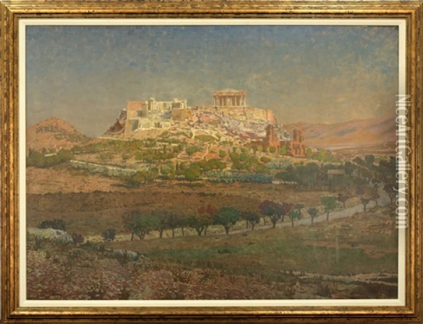 The Acropolis From The Alter Of Zeus Oil Painting - Charles G. Dyer