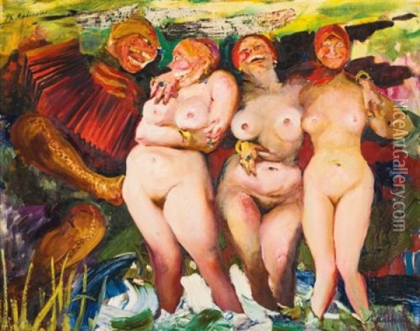 The Three Graces Under Bolshevism Oil Painting - Filip Malyavin