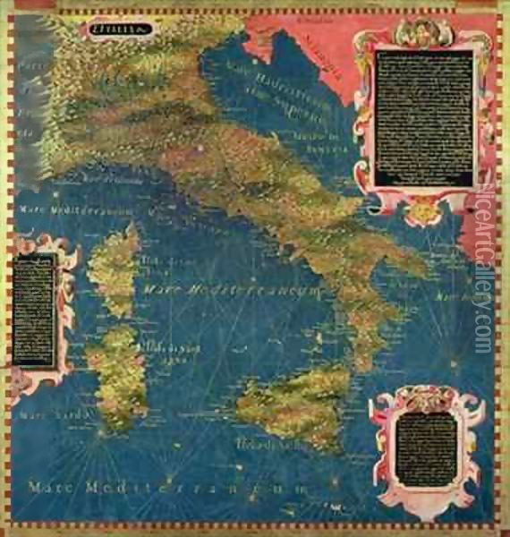 Map of Sixteenth Century Italy Oil Painting - Egnazio Stefano and Danti Bonsignori