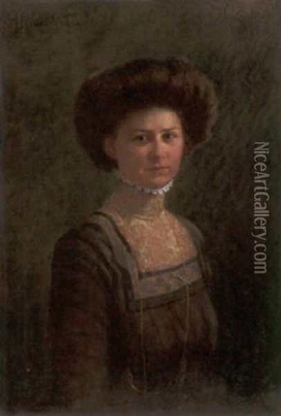 Portrait Einer Jungen Frau Oil Painting - Bruno Wiese