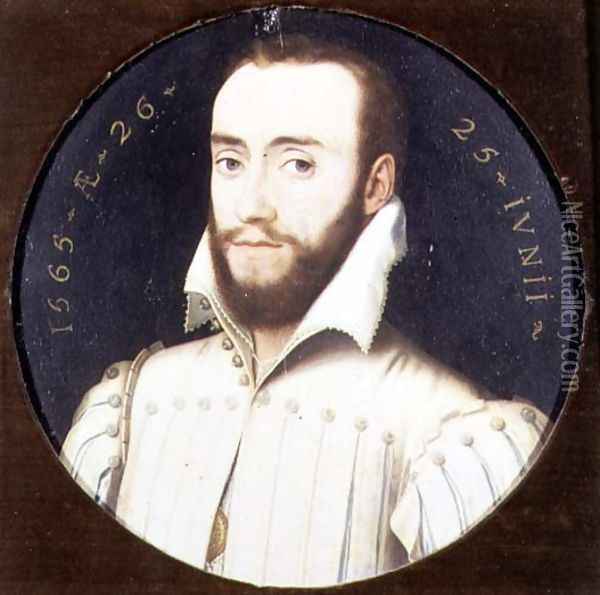 Portrait of a Bearded Gentleman, Aged 26, 1565 Oil Painting - (circle of) Clouet, Francois