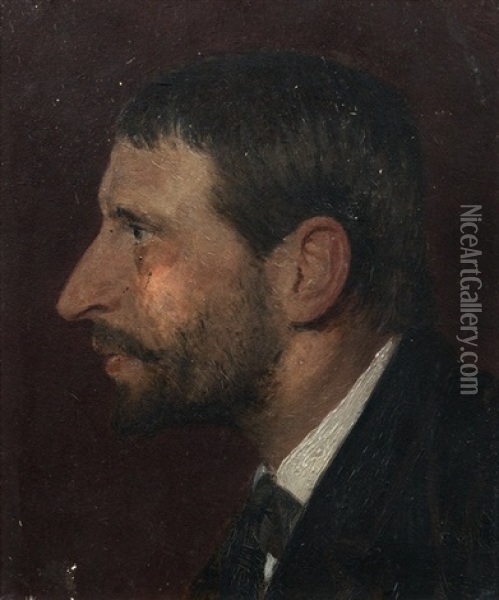 Portrat Des Bildhauers Konrad Widter Oil Painting - Josef Engelhart