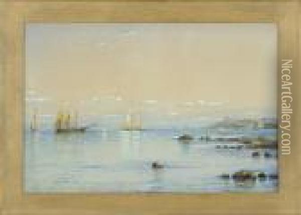 Ships Off The Narragansett Oil Painting - Edmund Darch Lewis