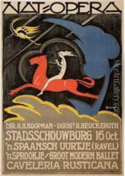 Nat-opera. Circa 1935. Oil Painting - Mommie Schwarz