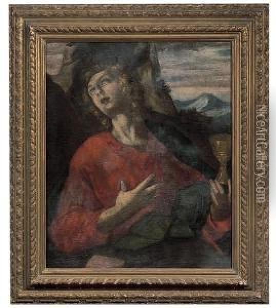 San Giovanni Evangelista A Patmos Oil Painting - Ippolito Scarsella (see Scarsellino)