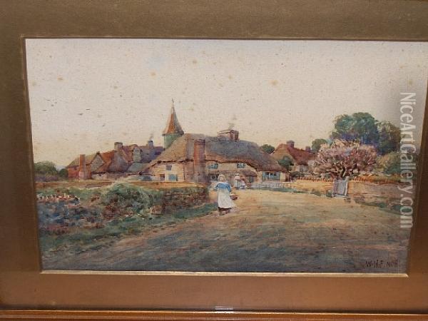 Rural Street Scene Oil Painting - E.E. Finch