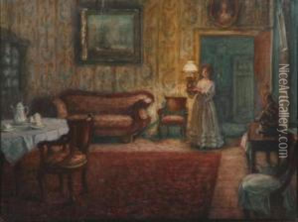 Interior Oil Painting - Albert Geudens