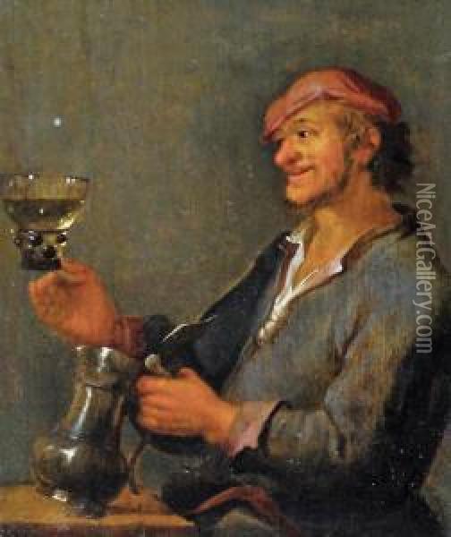 Wesolek Pijacy Wino (wesoly Pijak) Oil Painting - David The Elder Teniers
