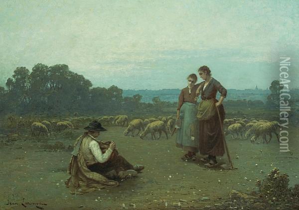 Tending The Flock Oil Painting - Jean Laronze