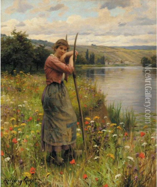 A Moment Of Rest Oil Painting - Daniel Ridgway Knight