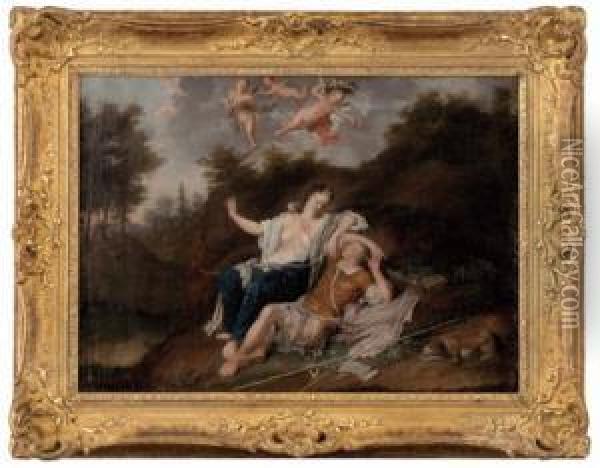 Artemis/selene Und Endymion In Landschaft Oil Painting - Willem Van Kessel