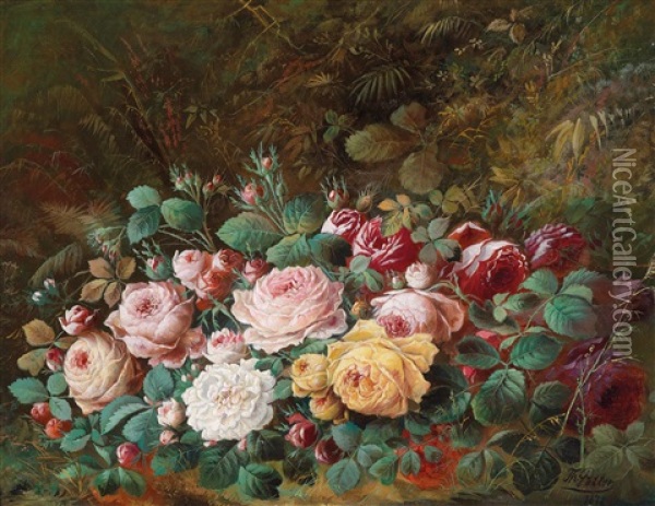 Rosenstuck Am Waldboden Oil Painting - Theodor Petter
