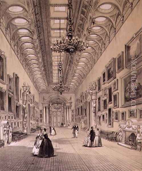 The Picture Gallery at Buckingham Palace, c.1880 Oil Painting - Charlotte Campbell