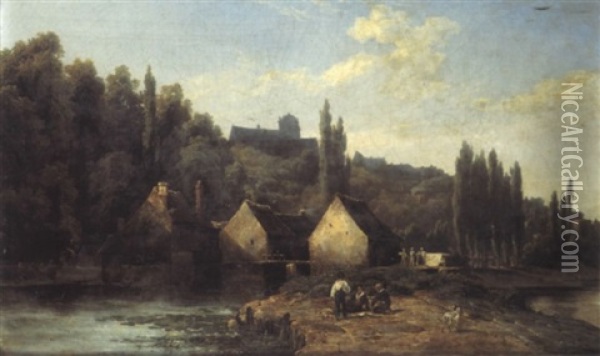 Paysage Au Moulin Oil Painting - Robert Leopold Leprince