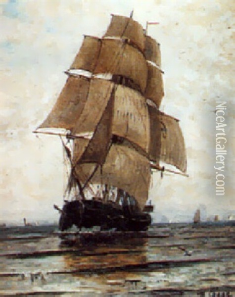 Ship At Full Sail Oil Painting - Henry Chase