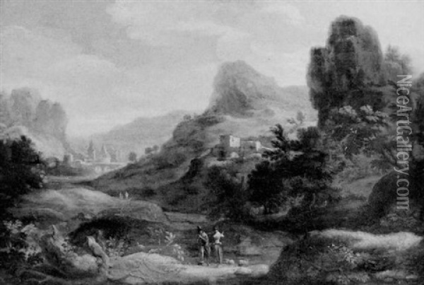 Sudliche Berglandschaft Mit Figurenstaffage Oil Painting - Jan Baptiste Huysmans