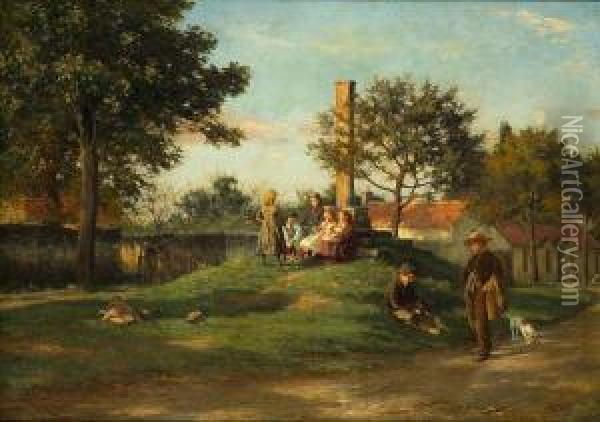 Summer On The Village Green Oil Painting - William Darling McKay