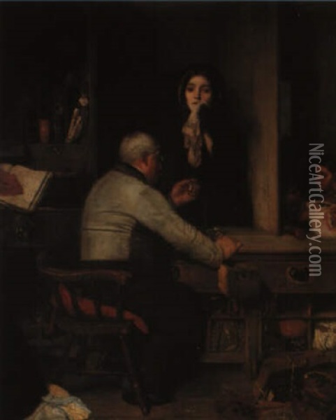 Hard Times (at The Pawnbroker's) Oil Painting - Thomas Reynolds Lamont