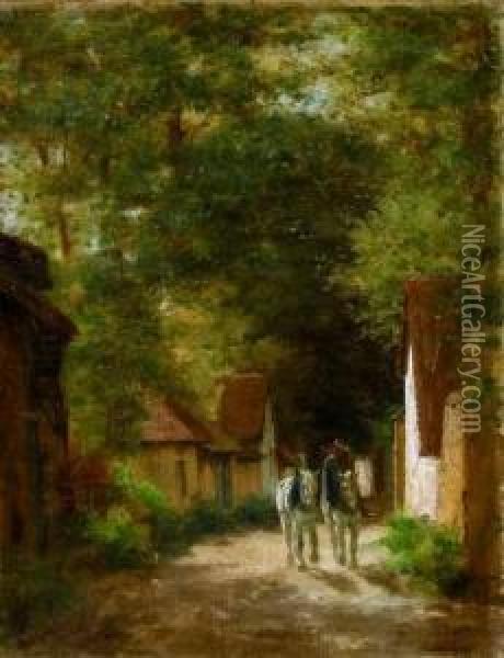 La Traversee Du Village Oil Painting - John-Lewis Shonborn