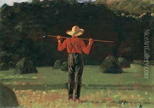 Farmer with a Pitchfork Oil Painting - Winslow Homer