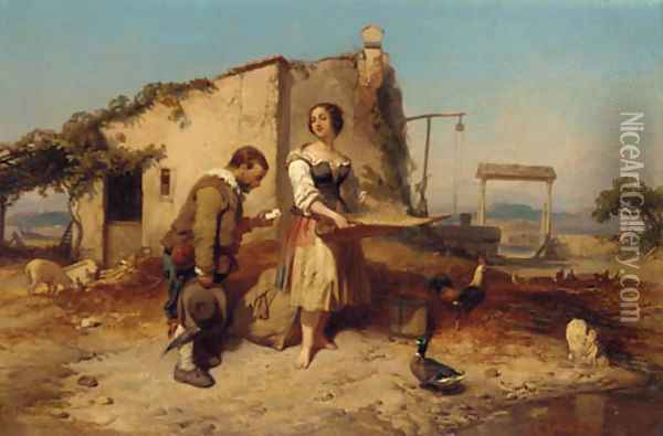 The letter Oil Painting - Eugene Lepoittevin