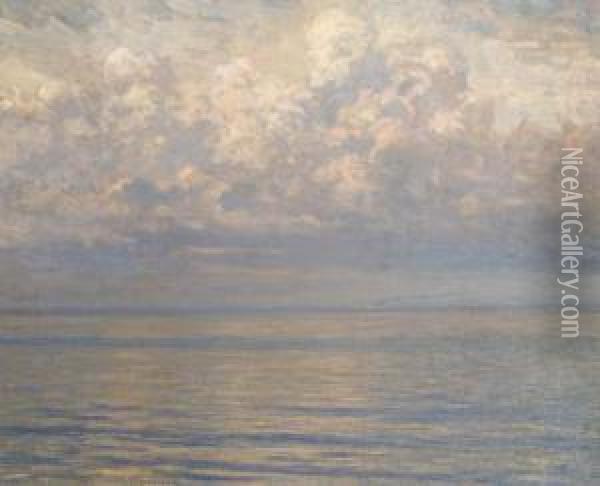 Marina: Dusk On A Calm Sea Oil Painting - Giorgio Belloni