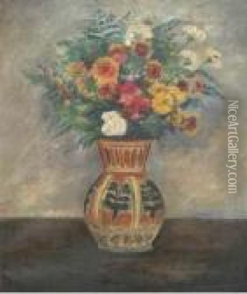Vaso Con Fiori Oil Painting - Achille Lega