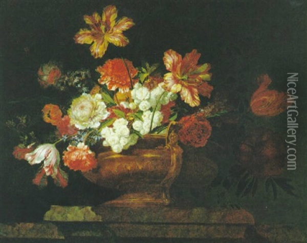 Blumenstraus In Einer Prunkvase Oil Painting - Jean-Baptiste Belin de Fontenay the Elder