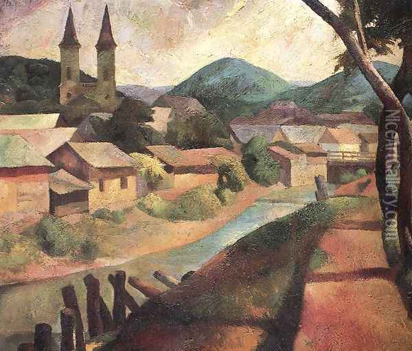 View of Felsobanya 1925 Oil Painting - Karoly Patko