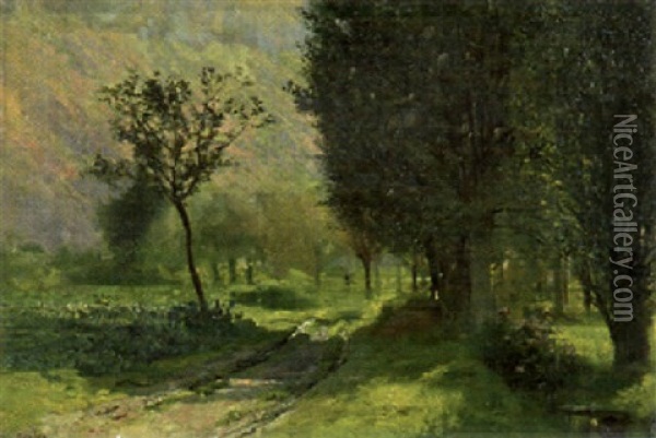 Dans Les Champs De Gaillard, Haute Savoie Oil Painting - Francois Adolphe Grison