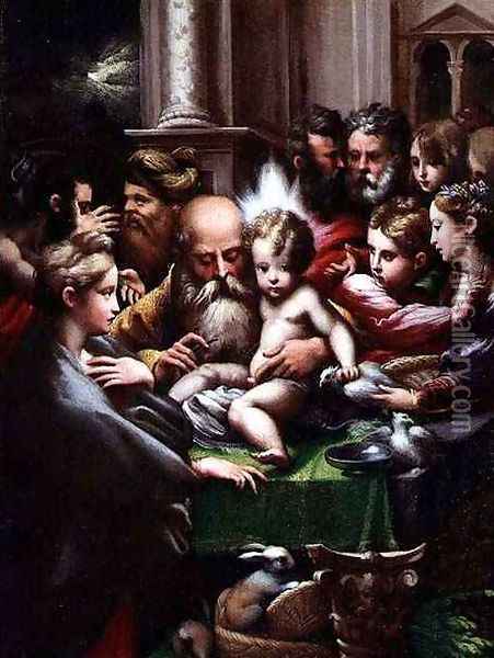 The Circumcision, c.1523 Oil Painting - Girolamo Francesco Maria Mazzola (Parmigianino)