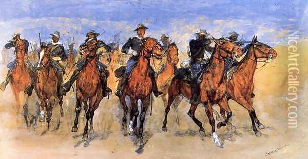 Colored Troopers to the Rescue Oil Painting - Frederic Remington