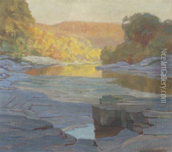 Meandering River, Ozark Mountains Oil Painting - Carl Rudolph Krafft