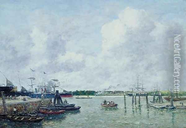 Port of Rotterdam Oil Painting - Eugene Boudin