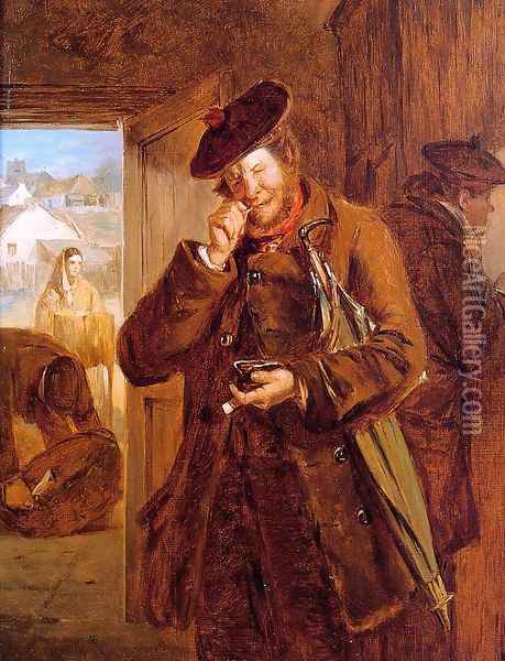 A Doubful Sixpence Oil Painting - Erskine Nicol
