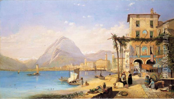 Lago Di Lugano Oil Painting - Edward Coleman